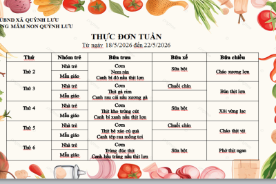 Thực đơn tuần tháng 5/2026