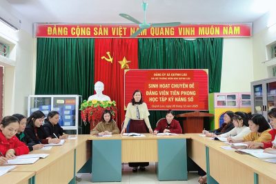 CHI BỘ TRƯỜNG MẦM NON QUỲNH LƯU SINH HOẠT CHUYÊN ĐỀ “ĐẢNG VIÊN TIÊN PHONG HỌC TẬP KỸ NĂNG SỐ”